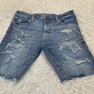 American Eagle Outfitters Ripped Light Blue Jean Shorts MENS SIZE 30